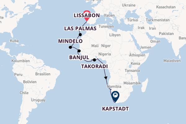 Afrika ab Lissabon, Portugal auf der Seven Seas Navigator