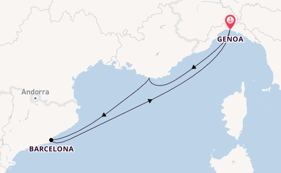 Western Mediterranean from Genoa, Italy with the Costa Fascinosa