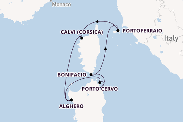 Westelijke Middellandse Zee vanaf Olbia, Italië met de Sea Cloud Spirit