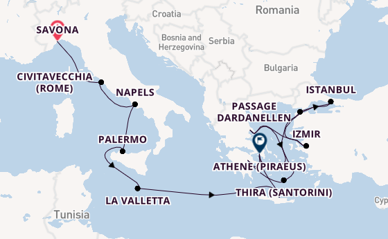 Middellandse Zee vanaf Savona, Italië met de Costa Pacifica