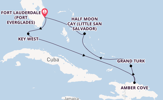 Caribbean from Fort Lauderdale (Port Everglades), Florida with the Eurodam