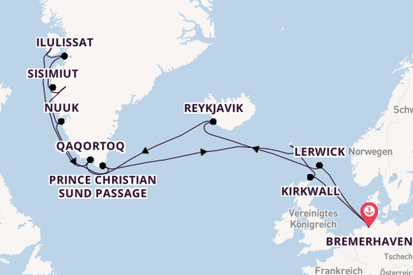 Arktis ab Bremerhaven, Deutschland auf der Amera