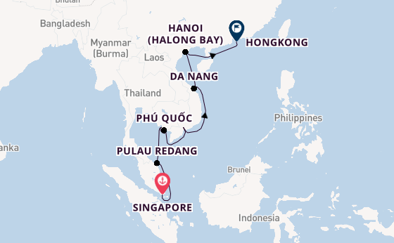 Zuidoost-Azië vanaf Singapore, Singapore met de MS EUROPA