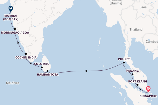 Celebrity Millennium 15  Singapore-Mumbai (Bombay)