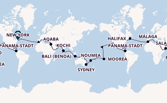 Weltreise ab Miami auf der Seven Seas Splendor