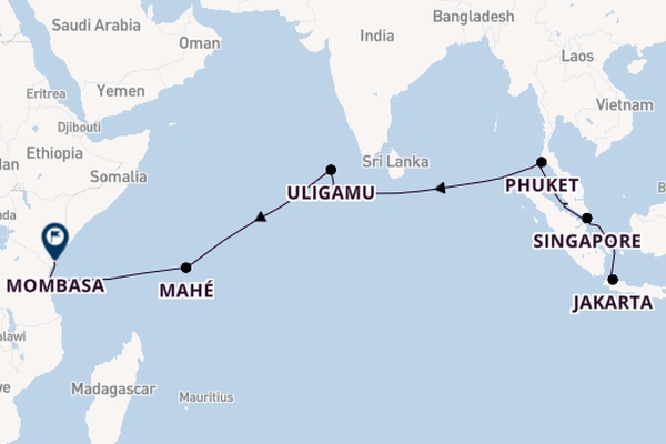 Zuidoost-Azië vanaf Jakarta, Indonesië met de VASCO DA GAMA