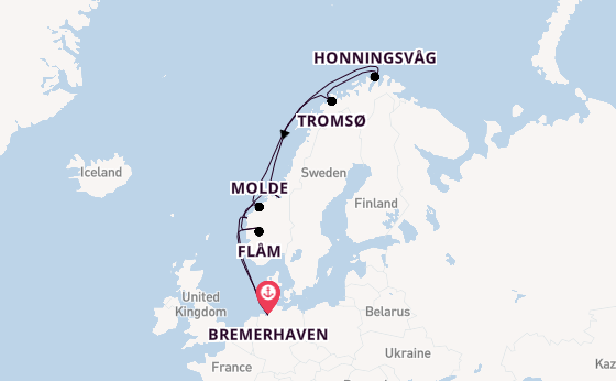 Noorwegen vanaf Bremerhaven, Duitsland met de Mein Schiff 2 
