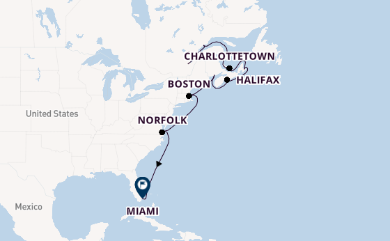Amerikaanse Oostkust vanaf Québec, Canada met de Zuiderdam