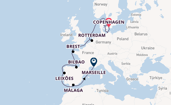 Western Mediterranean from Copenhagen, Denmark with the MSC Magnifica