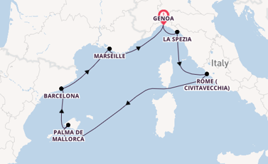 Western Mediterranean from Genoa, Italy with the MSC Grandiosa