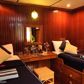 Come aboard the undefined and discover one of 2 cabin categories on a total of 1 decks that can accommodate 48 passengers. Choose your dream cabin and feel at home on board the undefined!