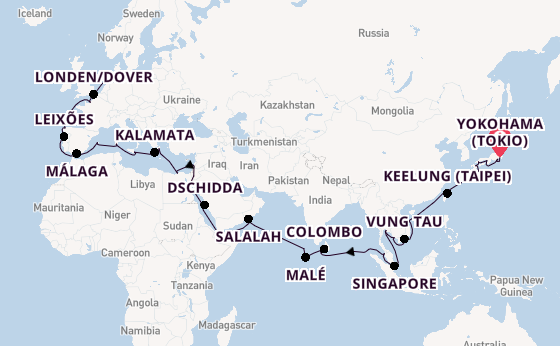 Oost-Azië vanaf Yokohama (Tokio), Japan met de VASCO DA GAMA