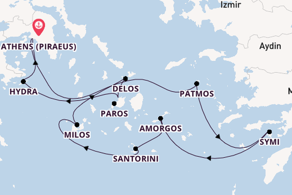 Greek Islands from Athens (Piraeus), Greece with the Le Dumont-D'Urville