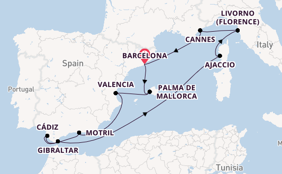 Western Mediterranean from Barcelona, Spain with the Norwegian Dawn