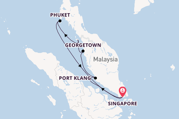Zuidoost-Azië vanaf Singapore, Singapore met de Noordam
