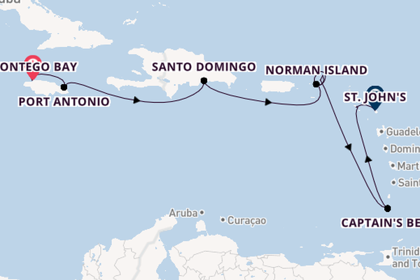 Caribbean vanaf Montego Bay, Jamaica met de Star Clipper