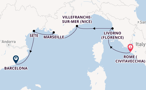 Western Mediterranean from Rome (Civitavecchia), Italy with the Viking Neptune