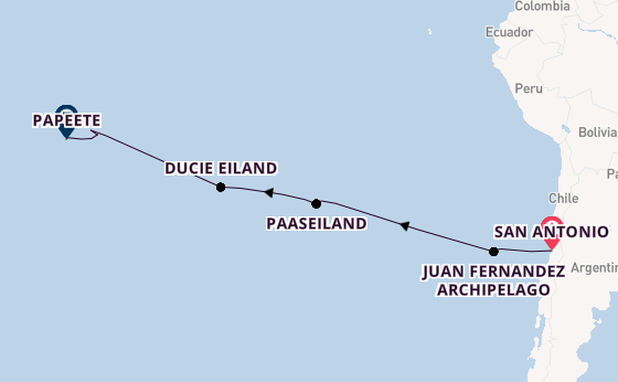 Polynesië vanaf San Antonio, Chili met de Seabourn Pursuit