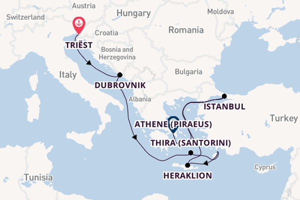 Middellandse Zee vanaf Triëst, Italië met de Majestic Princess