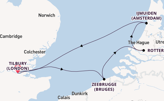 Sailing from Tilbury (London) via Zeebrugge (Bruges)