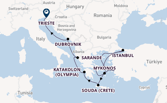 Mediterranean from Piraeus (Athens), Greece with the Oosterdam