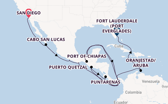 Mexican Riviera from San Diego, California, USA with the Eurodam