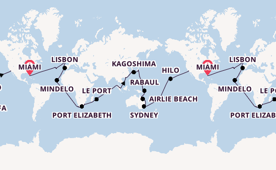 World Cruise from Miami, Florida with the Queen Elizabeth