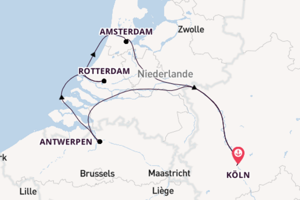 Benelux ab Köln, Deutschland auf der A-ROSA SENA 