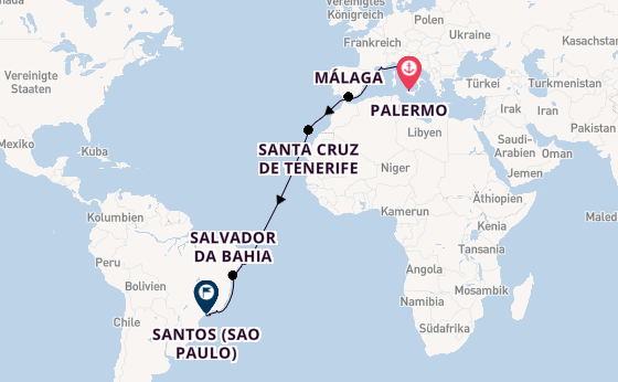 Transatlantik ab Palermo, Sizilien auf der MSC Virtuosa