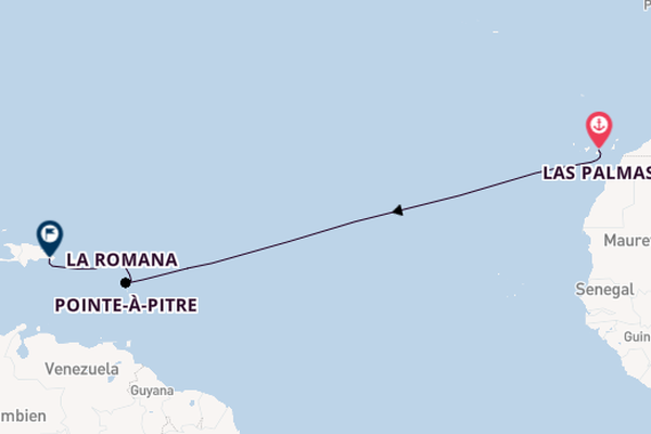 Karibik ab Las Palmas, Gran Canaria auf der Costa Fascinosa