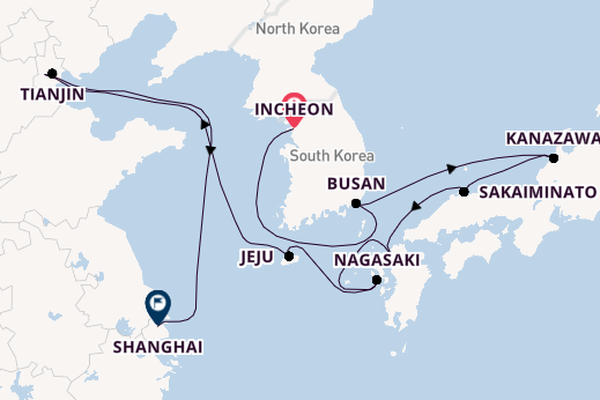 Japan from Incheon, South Korea with the Regatta