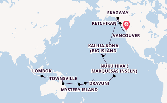 Transpazifik ab Vancouver, Kanada auf der Riviera
