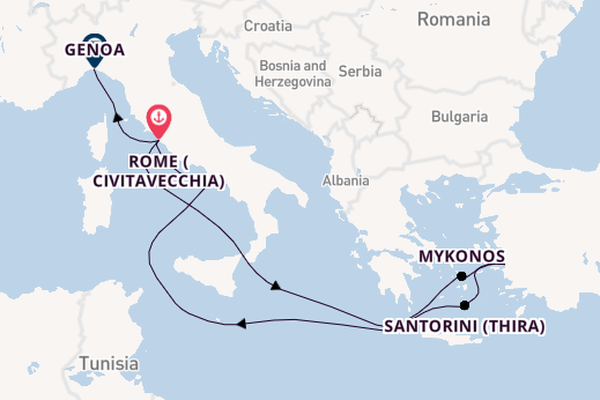 Mediterranean from Rome (Civitavecchia), Italy with the MSC Divina