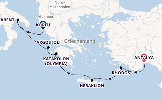 Östliches Mittelmeer ab Antalya, Türkei auf AIDAblu