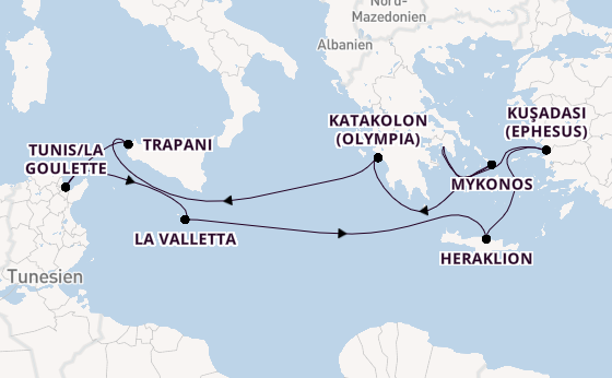 Mittelmeer ab Piräus (Athen), Griechenland auf der Seven Seas Mariner