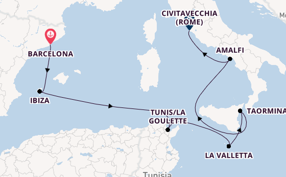 Westelijke Middellandse Zee vanaf Barcelona, Spanje met de EXPLORA I
