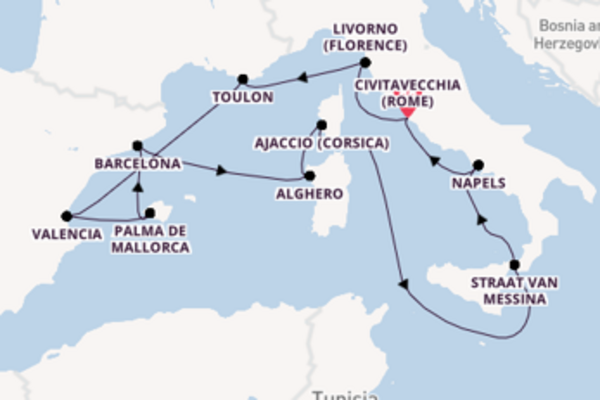 Cruise met Cunard naar het charmante Civitavecchia (Rome)
