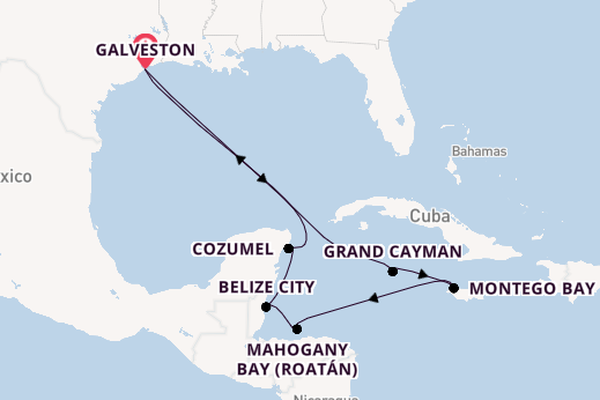 Western Caribbean from Galveston, Texas, USA with the Carnival Spirit