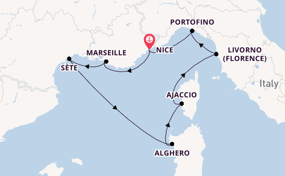 Western Mediterranean from Nice, France with the Silver Shadow