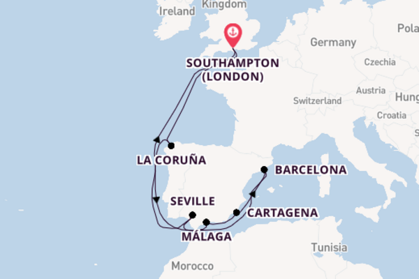 Western Mediterranean from Southampton (London), England, United Kingdom with the Arvia