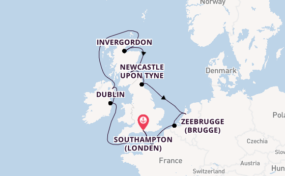 Britse Eilanden vanaf Southampton (Londen), Engeland met de Norwegian Star