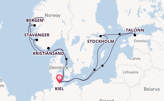 Noorwegen vanaf Kiel, Duitsland met AIDAprima
