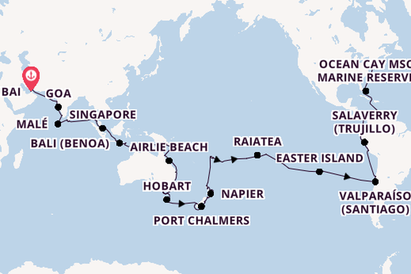 Round-the-World Trip from Dubai, United Arab Emirates with the EXPLORA I