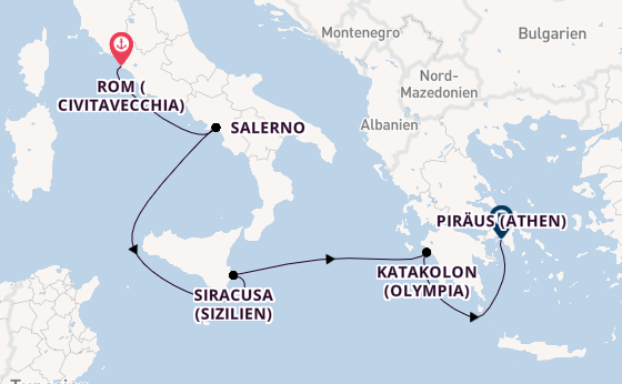 Mittelmeer ab Civitavecchia (Rom), Italien auf der Azamara Onward