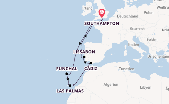 Kanarische Inseln ab Southampton, Großbritannien auf der Ventura