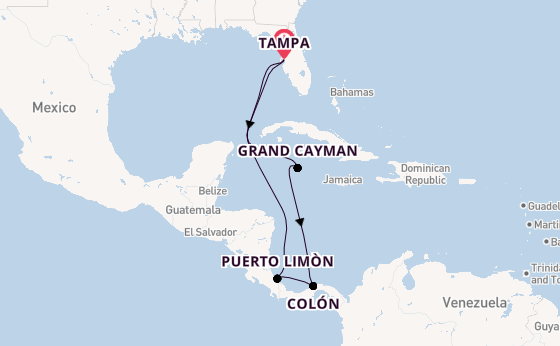Central America from Tampa, Florida, USA with the Carnival Spirit