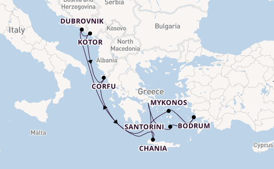 Eastern Mediterranean from Athens (Piraeus), Greece with the Scarlet Lady