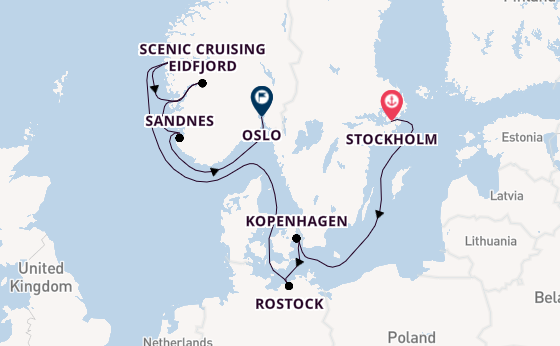 Noorwegen vanaf Stockholm, Zweden met de MSC Magnifica