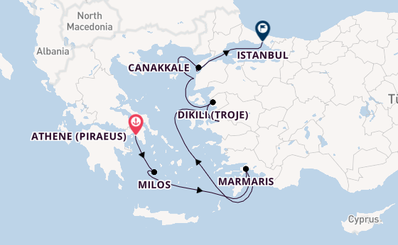 Oostelijke Middellandse Zee vanaf Athene (Piraeus), Griekenland met de Marina