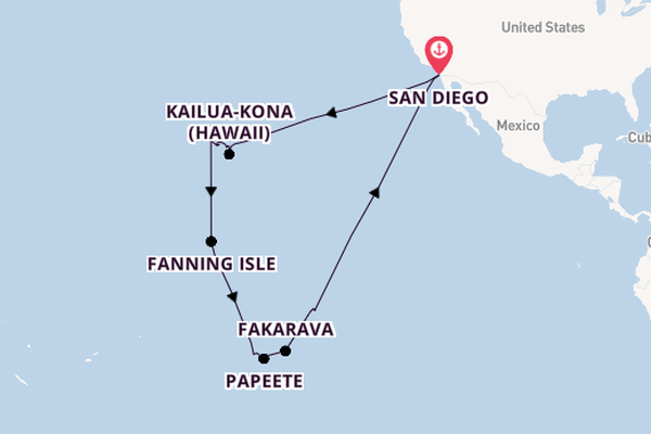 French Polynesia from San Diego, California, USA with the Koningsdam